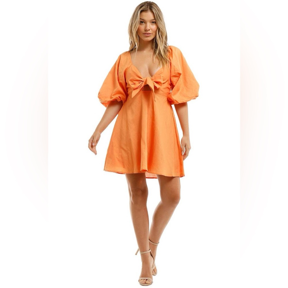 Charlie Holiday Sonny Linen Blend Mini Dress Papaya Orange Size 6